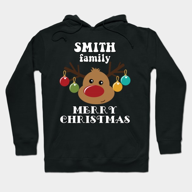 Family Christmas - Merry Christmas SMITH family, Family Christmas Reindeer T-shirt, Pjama T-shirt Hoodie by DigillusionStudio